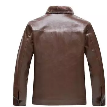 Осень и зима, новая повседневная модная бархатная кожаная куртка с лацканами, мужская цельная кожаная куртка на меху, мужское верхнее пальто M коричневый