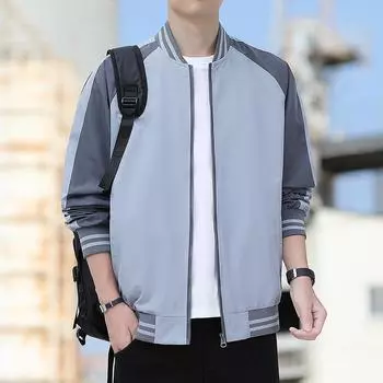 Осень и зима Новая простая однотонная бейсбольная майка мужская модная брендовая свободная повседневная куртка мужская куртка M