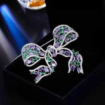 Осень и зима новая роскошная брошь высокого класса женская легкая роскошная циркониевая брошь-бантик элегантная булавка для пальто и костюма