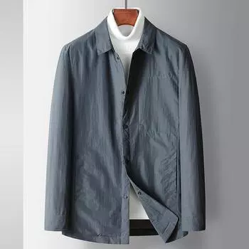 Осень и зима, новая рубашка с лацканами, однотонная белая утиная пуховая теплая куртка для людей среднего возраста и молодежи 170 чёрный