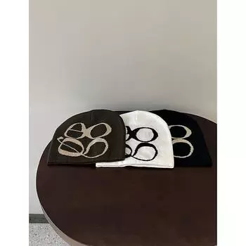 Осень и зима, новая шерстяная шапка с принтом букв, женская уличная индивидуальная шапка, теплая вязаная защитная шапка для ушей, холодная шапка прилив M56-59cm армия зеленый