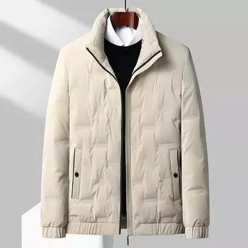 Осень и зима Новая теплая и утолщенная короткая пуховая молодежная куртка с белым утиным пухом Tide 170 чёрный