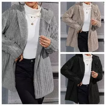 Осень и зима Новая теплая модная вертикальная полосатая двухсторонняя флисовая куртка с капюшоном XS темно-синий