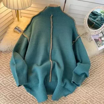 Осень и зима, новая утолщенная корейская версия свободного свитера нерегулярной формы с ленивым ветром средней длины