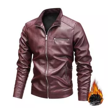 Осень и зима Новая верхняя кожаная куртка мужская кожаная куртка бархатная повседневная трендовая куртка Locomotive Tooling M