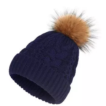 Осень и зима Новая вязаная шапка из жареного теста с переплетениями, имитация енотовидной собаки, большая шерстяная кепка, плюшевая утолщенная теплая шерстяная кепка One Size