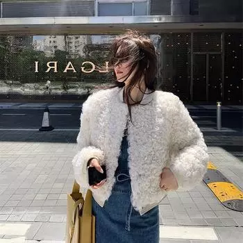 Осень и зима, новая женская, искусственный овечий кудрявый мех, интегрированный легкий мех Тедди, короткая меховая куртка S