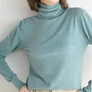 Осень и зима, новая женская модная нижняя рубашка, водолазка, пуловер, тонкий однотонный вязаный свитер S белый