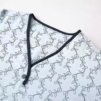 Осень и зима, новая женская повседневная куртка с принтом, куртка с V-образным вырезом, французское милое короткое хлопковое платье с длинными рукавами S светло-синий