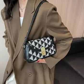 Осень и зима, новинка 2022 года, европейская и американская простая модная сумка, женская высококачественная текстурированная сумка на плечо, модная женская сумка в клетку