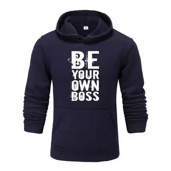 Осень и зима, новинка, персонализированная одежда с принтом «Будь своим боссом», мужская и женская толстовка с капюшоном для влюбленных, пуловер для бега, спортивная толстовка S чёрный
