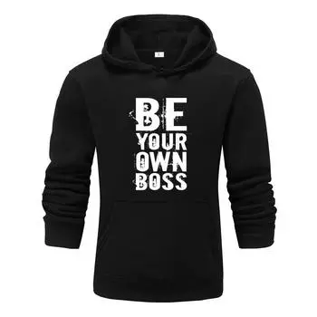 Осень и зима, новинка, персонализированная одежда с принтом «Будь своим боссом», мужская и женская толстовка с капюшоном для влюбленных, пуловер для бега, спортивная толстовка S белый