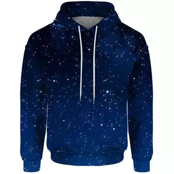 Осень и зима Новинки в толстовках с капюшоном Трендовая одежда Ночное звездное небо Толстовки для мужчин Цифровая печать Простые толстовки S