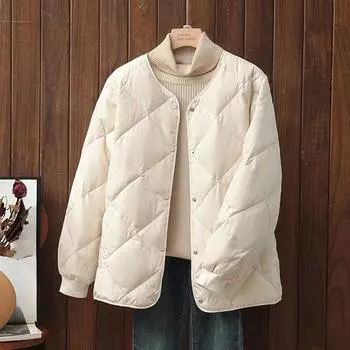 Осень и зима Новое хлопковое пальто с подкладкой Женское легкое короткое ромбовидное клетчатое хлопковое пальто Свободная куртка M чёрный