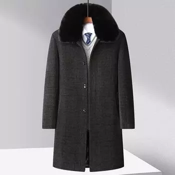 Осень и зима Новое мужское пальто из синели Тренч Пальто мужское деловое повседневное длинное бархатное утолщенное пальто Пальто мужское 175 серый