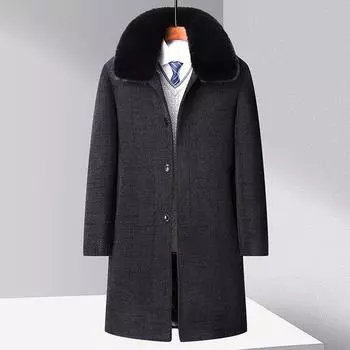 Осень и зима Новое мужское пальто из синели Тренч Пальто мужское деловое повседневное длинное бархатное утолщенное пальто Пальто мужское 175 коричневый