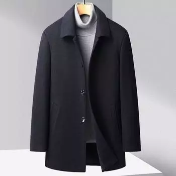 Осень и зима Новое мужское пальто из золотистой норки Тренч Пальто мужское среднее и длинное с лацканами из хлопка в клетку утолщенное мужское пальто 175 серый