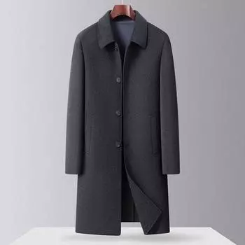 Осень и зима Новое мужское шерстяное пальто ручной работы с двумя сторонами, деловое, повседневное, с лацканами, для отца среднего возраста, в шерстяном пальто для мужчин 170 темно-синий
