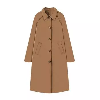 Осень и зима новое ретро зеленое пальто пальто ветер однотонный средний и длинный свободный тренч S зелёный