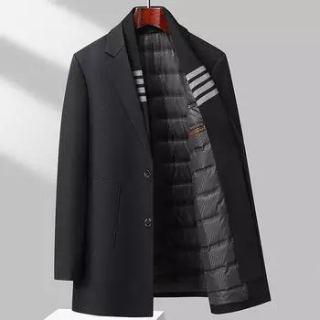 Осень и зима Новое среднее и длинное пальто с шарфом M чёрный