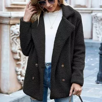 Осень и зима Новое свободное женское пальто большого размера с пуговицами на лацканах S красный