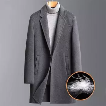 Осень и зима Новое универсальное пуховое съемное двухстороннее шерстяное пальто Мужское шерстяное пальто средней длины Мужская одежда больших размеров M жёлтый