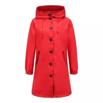 Осень и зима Новое водонепроницаемое тренчкот с капюшоном Женское повседневное длинное пальто S