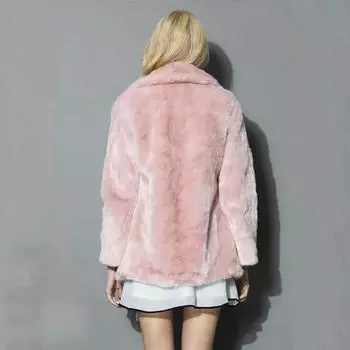 Осень и зима новое женское пальто из искусственного меха с длинным рукавом шуба из искусственного меха кролика S розовый