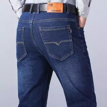Осень и зима новые эластичные джинсы мужские деловые свободные прямые брюки качественные повседневные мужские брюки 28