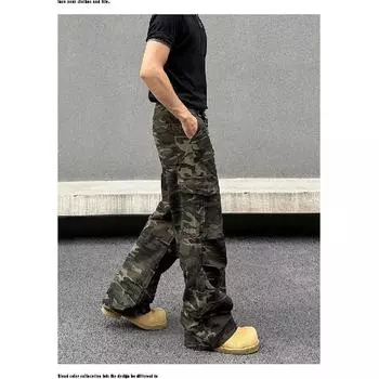 Осень и зима Новые американские джинсы High Street Washed Light Color для мужчин и женщин Прямые слегка расклешенные свободные широкие брюки S