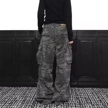 Осень и зима Новые американские джинсы High Street Washed Light Color для мужчин и женщин Прямые слегка расклешенные свободные широкие брюки S