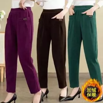 Осень и зима новые бархатные женские брюки Harlan с высокой талией, эластичные, свободные и тонкие, повседневные брюки с девятью точками, брюки-редиски M