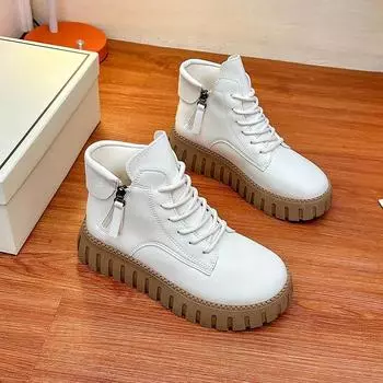 Осень и зима, новые белые туфли, женские высокие повседневные кроссовки, ботинки на платформе Tide 35