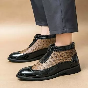 Осень и зима новые импортные мужские повседневные кожаные туфли модный тренд британский стиль ретро чеширские ботинки заостренные короткие кожаные ботинки 38