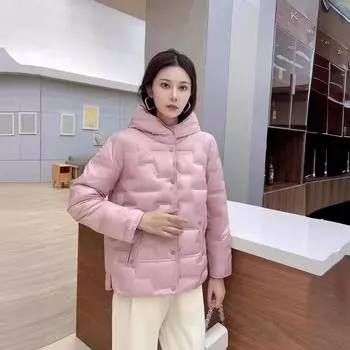 Осень и зима новые легкие и тонкие пуховики женские тонкие короткие белые утиные пуховики модные иностранные маленькое пальто прилив S хаки