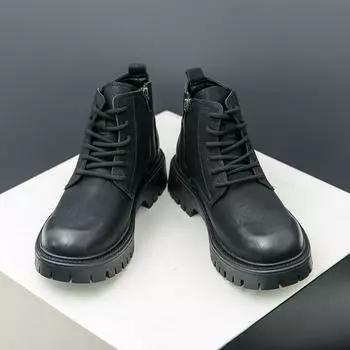 Осень и зима новые мужские ботинки Martin модные высокие кожаные туфли с большим голенищем британский стиль трендовые кожаные ботинки персонализированные короткие ботинки 38