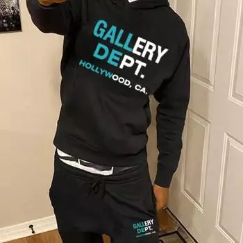 Осень и зима Новые мужские и женские толстовки с капюшоном с надписью GALL, мужская спортивная толстовка с капюшоном оптом S чёрный
