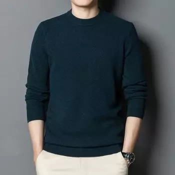 Осень и зима Новые мужские модные простые вязаные свитера с круглым вырезом мужские шерстяные свитера однотонные мужские M