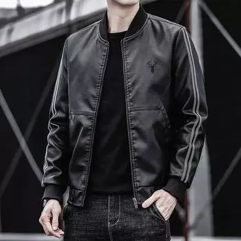 Осень и зима Новые мужские повседневные куртки Модные кожаные куртки Мужские повседневные куртки Куртки из искусственной кожи для мужчин M