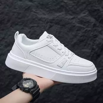 Осень и зима новые мужские повседневные спортивные туфли с низким верхом на шнуровке мужские туфли маленькие белые туфли модные туфли мужские туфли толстые подошвы увеличить 39