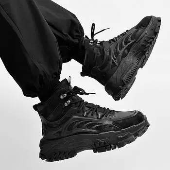 Осень и зима Новые мужские туфли для папы, повседневная обувь средней высоты 39 чёрный