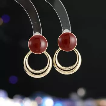 Осень и зима новые популярные модные серьги Ankola красные изысканные маленькие круглые серьги дизайнерские серьги золотой