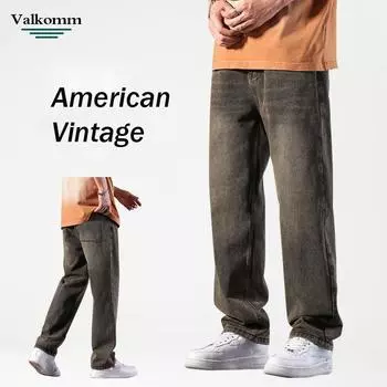 Осень и зима Новые прямые джинсы мужские Ins Trend Wasteland Post Apocalyptic Style Мужские свободные прямые брюки мужские брюки 28