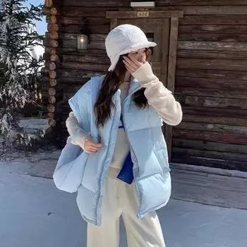 Осень и зима новые рукава съемные дизайн чувство два носить стоячий воротник пуховик женский one size fits all серый