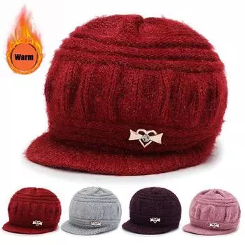 Осень и зима Новые шапки для людей среднего возраста и пожилых людей Детские вязаные шерстяные шапки Женские теплые шапки для защиты ушей с добавлением бархата Для мам one size