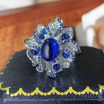 Осень и зима новые ювелирные изделия кольцо ювелирные изделия красный сапфир цветок кольцо свет роскошь мода высокого класса женские