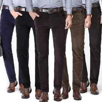 Осень и зима Новые вельветовые мужские эластичные деловые повседневные модные облегающие брюки универсальные маленькие прямые брюки 28 хаки