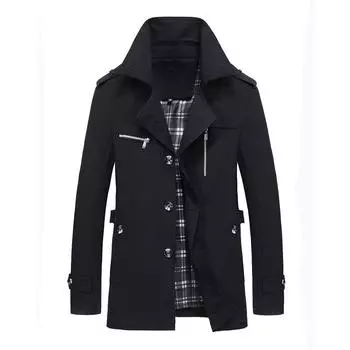 Осень и зима новые ветровки мужские в британском стиле средней длины повседневные мужские топы осенние свободные куртки M