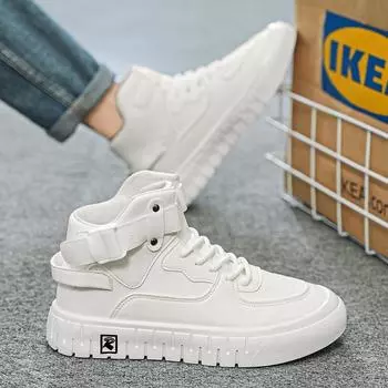 Осень и зима, новые высокие белые туфли в гонконгском стиле, мужская обувь, новая толстая подошва, увеличивающая тренд, обувь для отдыха, спорта, для студентов, для серфинга 39