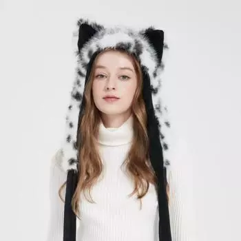 Осень и зима новые женские красивые защитные уши кошачьи ушки повязка на голову плюшевая повязка на голову модная меховая шапка шарф интегрированный